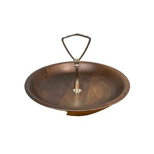 Vintage Ozark Walnutware Candy Nut Dish Solid Walnut Mid Century Modern 8 inch